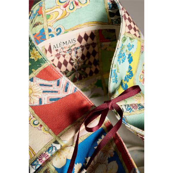 nwt ALEMAIS x ANTHROPOLOGIE Bianca Beach Tote in patchwork burgundy - Picture 3 of 4